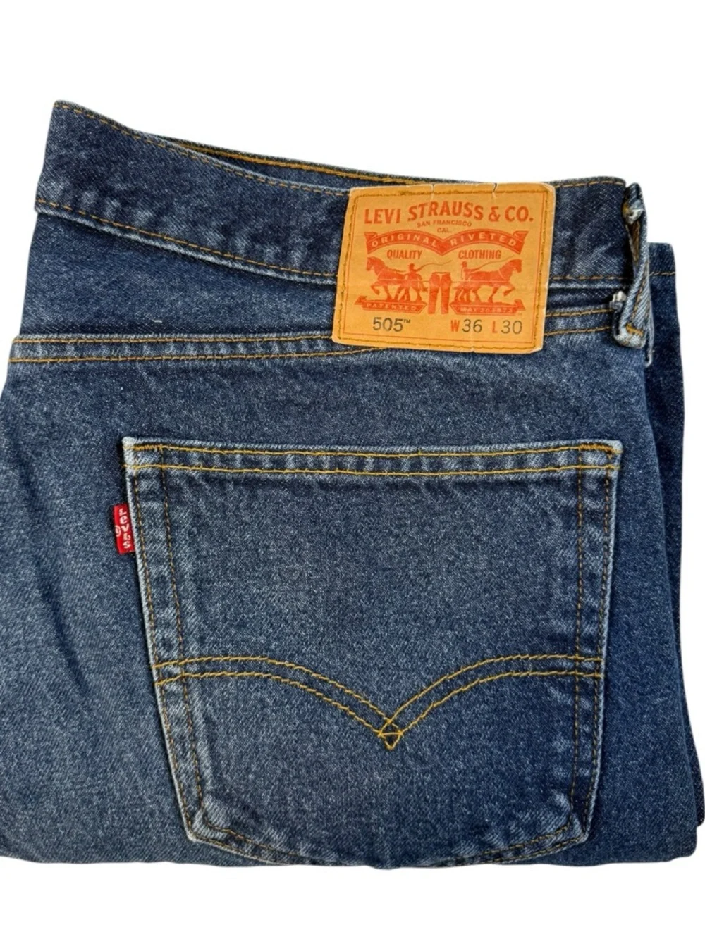 Levi’s 505 Jeans Men’s 36x30 Straight Leg Medium Wash Classic Red Tab